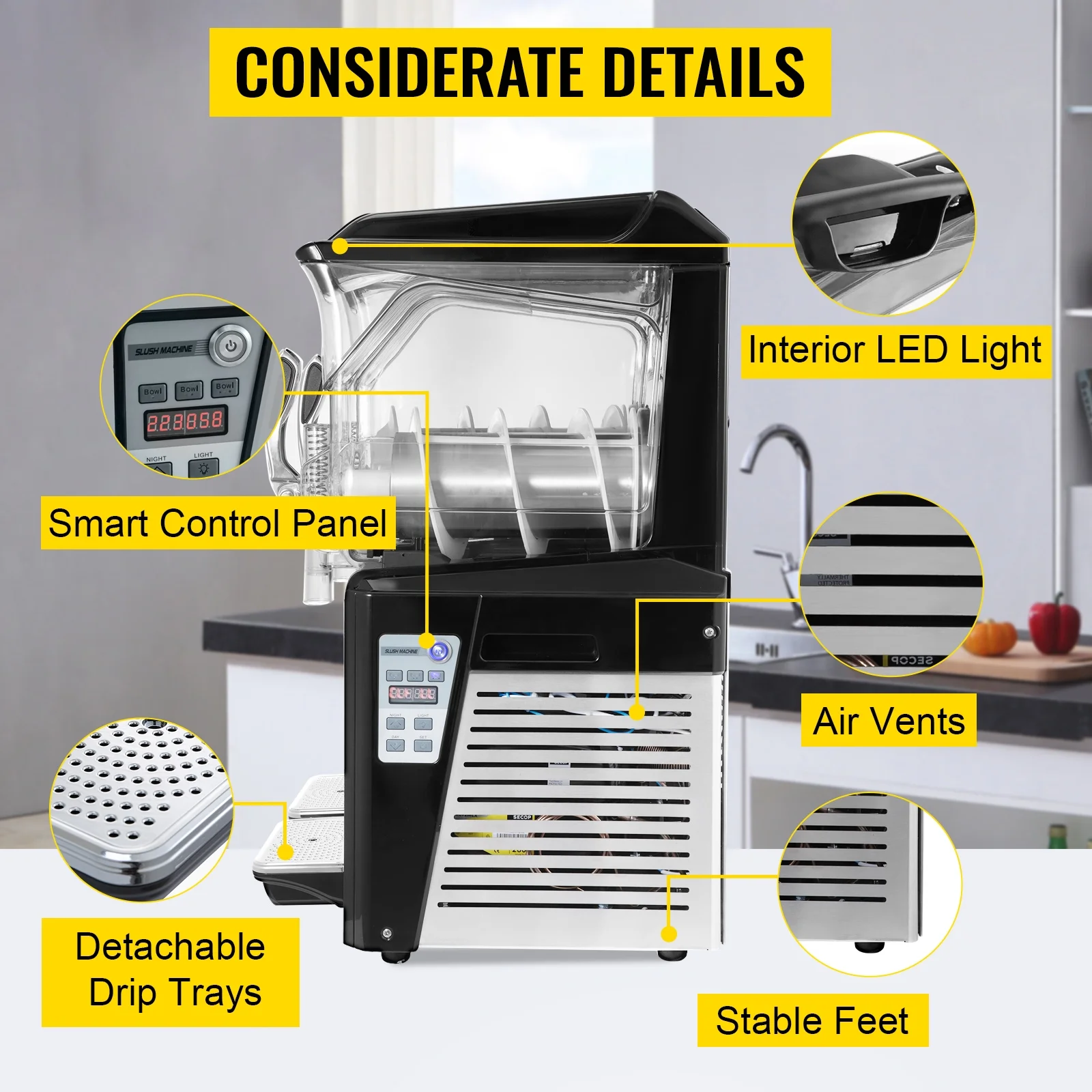 VEVORbrand Commercial Slushy Machines 20L,Slushy Machine 220V,Slush Frozen Drink Machine,Slushy Making Machine Double Tank Suitable for Commercial Use