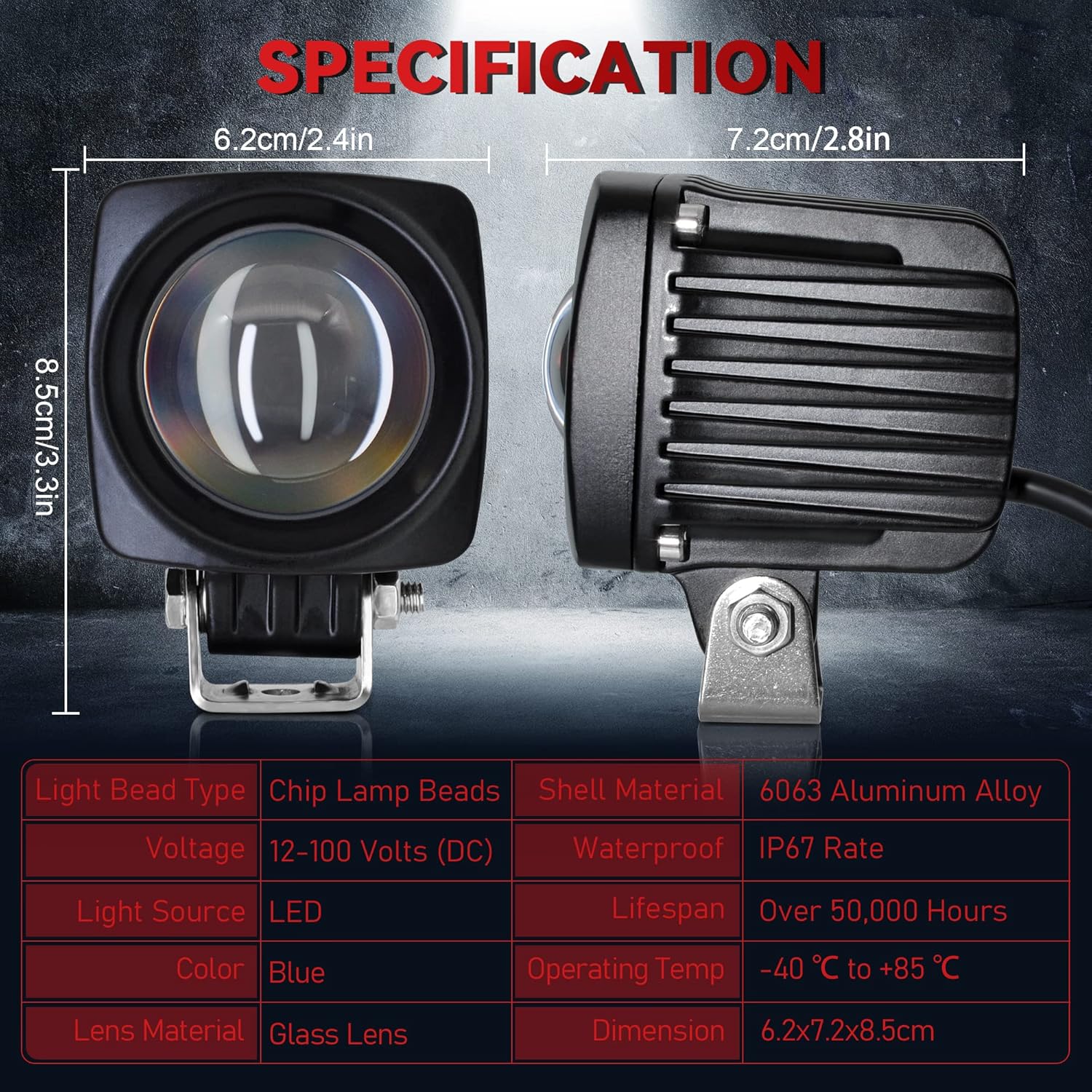 (Upgrade) LED Forklift Safety Lights Red DC 12- 100V Forklift Backup Lights 10W Warehouse Pedestrian Warning Spot Lights Pack of 2