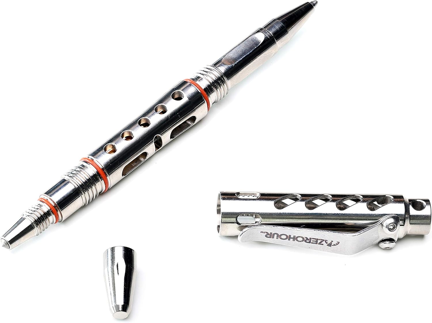 ZEROHOUR APEX Titanium Tactical Pen with Tungsten Tip | Glass Breaker and Self-Defense | EDC Tactical Pen with Fisher Ink (Polish) Pack of 2