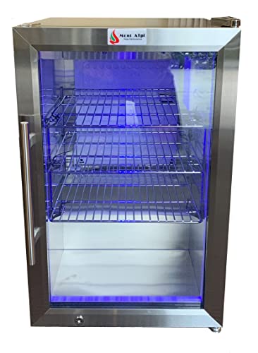 Mont Alpi Stainless Steel Island Outdoor Kitchen Gas Barbecue Grill w/Wine Cooler Compact Refrigerator Beverage Center + Granite Countertops & Sides
