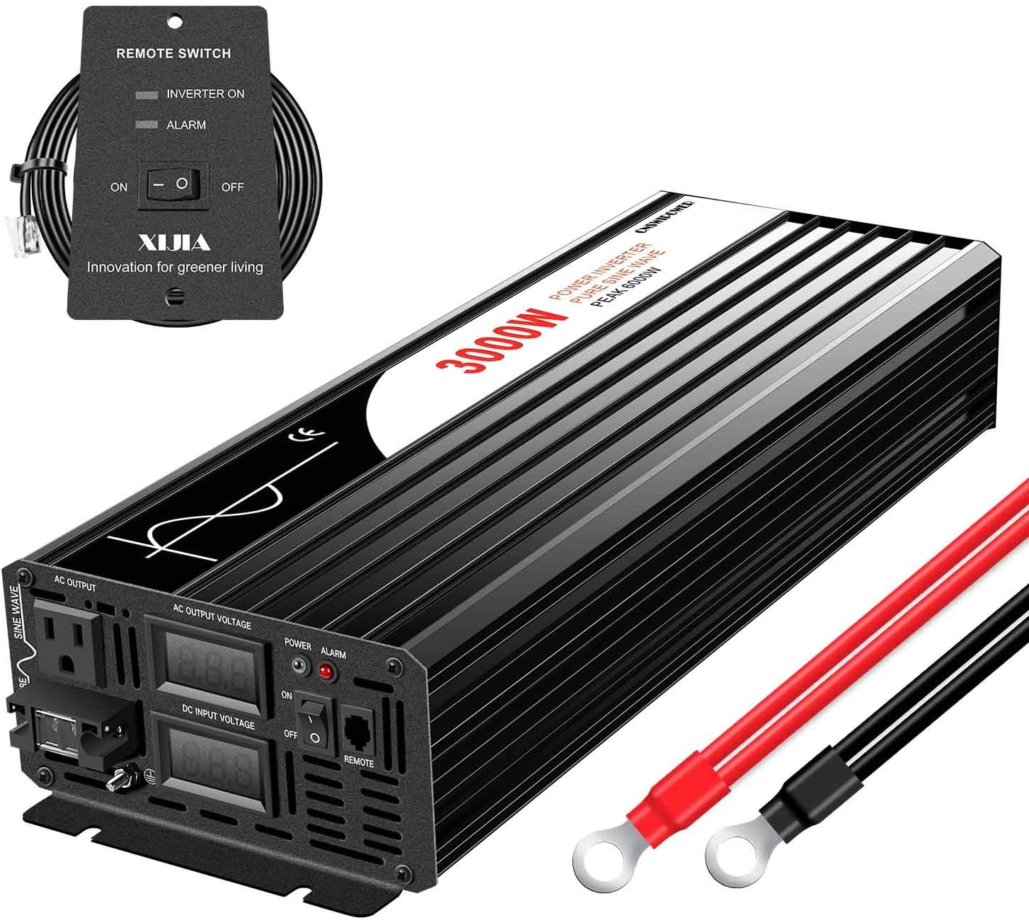 Xijia 3000W (Peak Power 6000W) Pure Sine Wave Power Inverter DC24V to 110V 120V ac Converter 60HZ with Soft Start for car &Camping (DC24V (Range 20V-30V) 3000W)