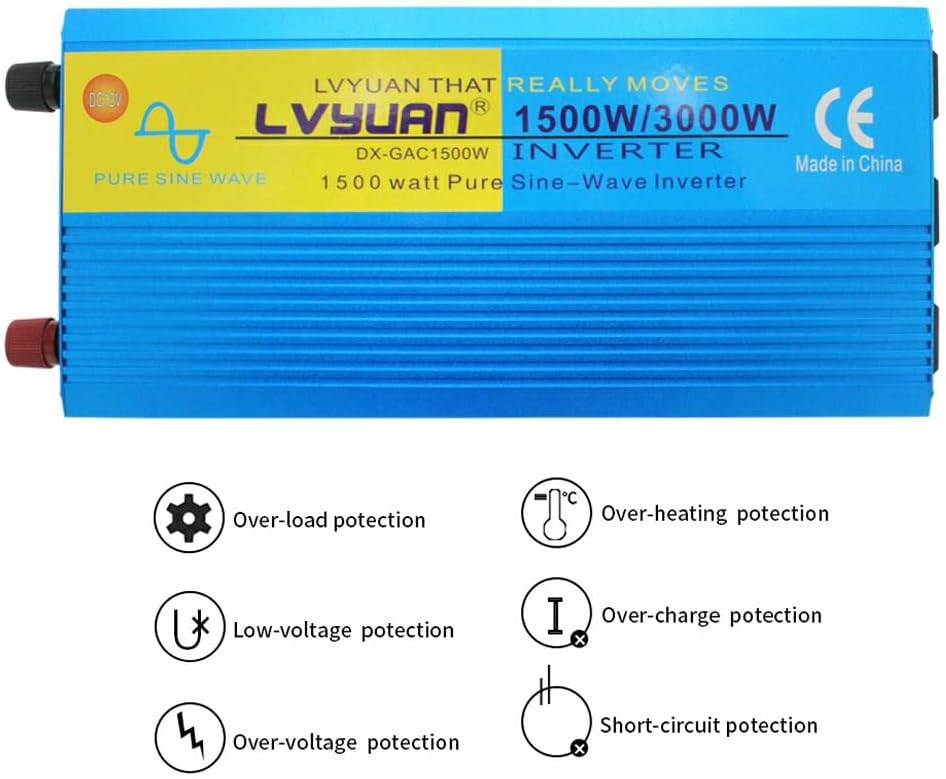 Cantonape Pure Sine Wave Inverter 4000W Power Inverter 24V to 110V DC to AC with LED Display Remote Controller for Truck RV Home Solar System