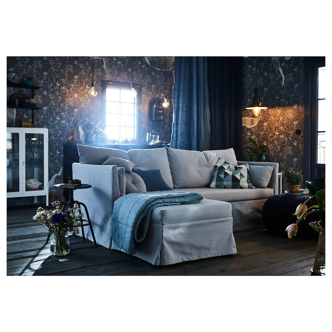 IKEA - SANDBACKEN Sleeper Sectional, 3-seat, Frillestad Light Gray, Width: 83 1/2