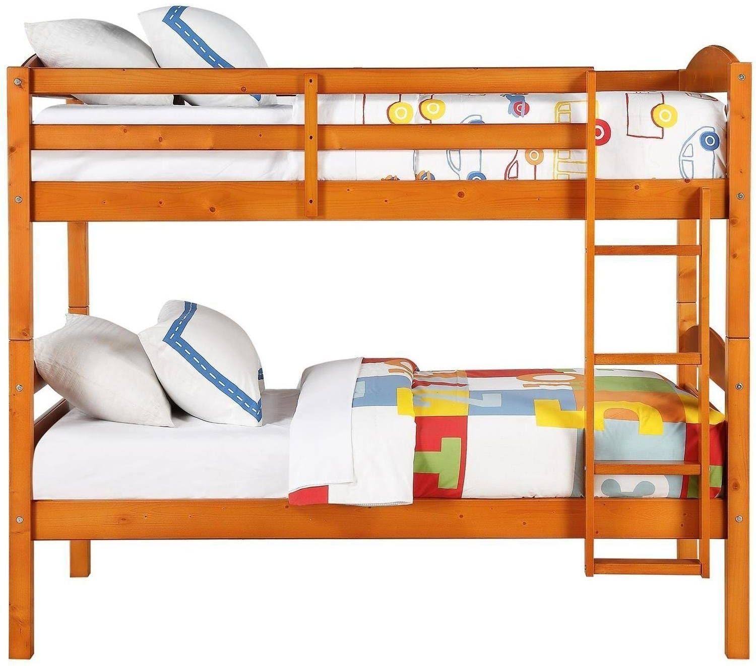 Mainstays Twin Over Twin Wood Bunk Bed, Walnut