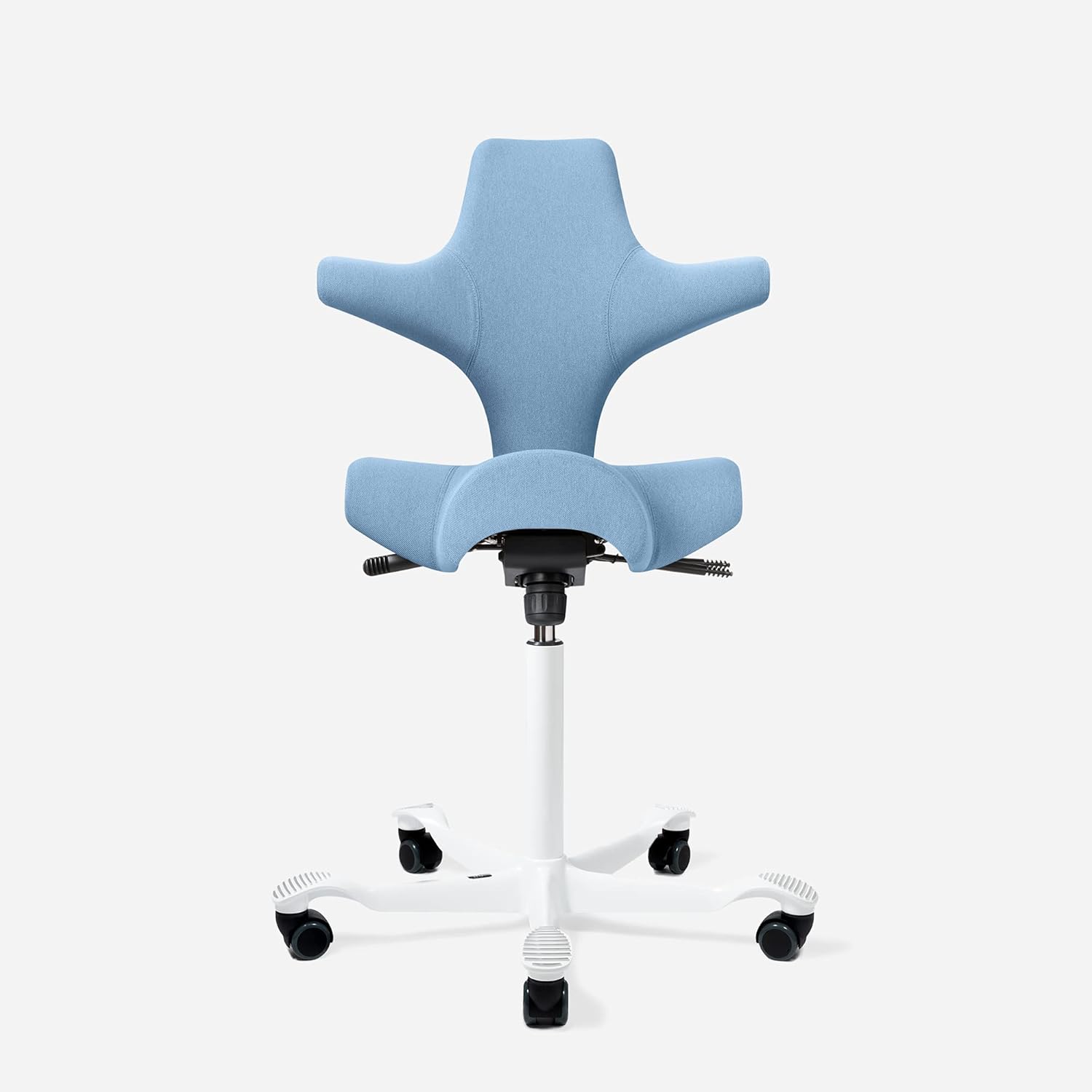 HAG Capisco Adjustable Standing Desk Chair - Silver Frame - Camira Era Cobalt Blue Seat