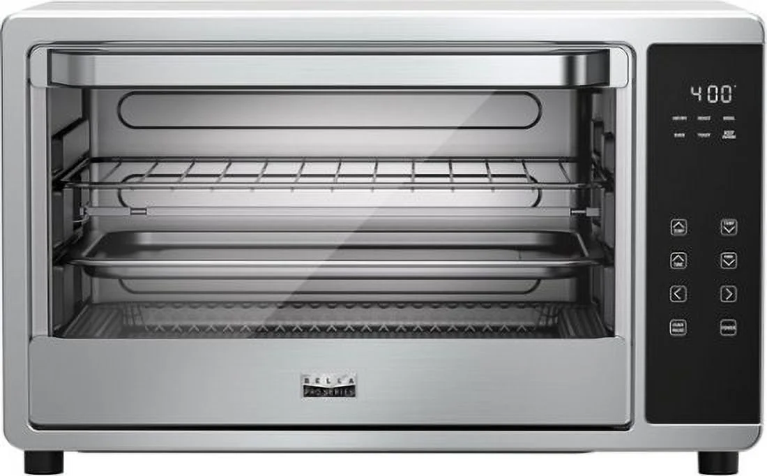 Bella Pro Series - 6-Slice Air Fryer Toaster Oven with Rotisserie - Stainless Steel