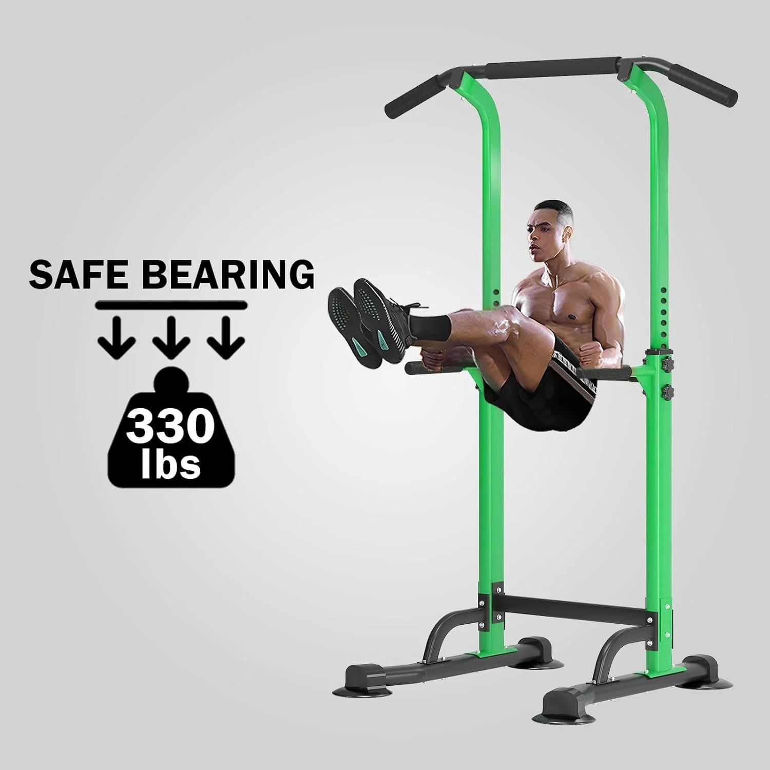 SOGES Height Adjustable Power Tower Dip Stands Pull up Bar Strength Training for Home Gym Black