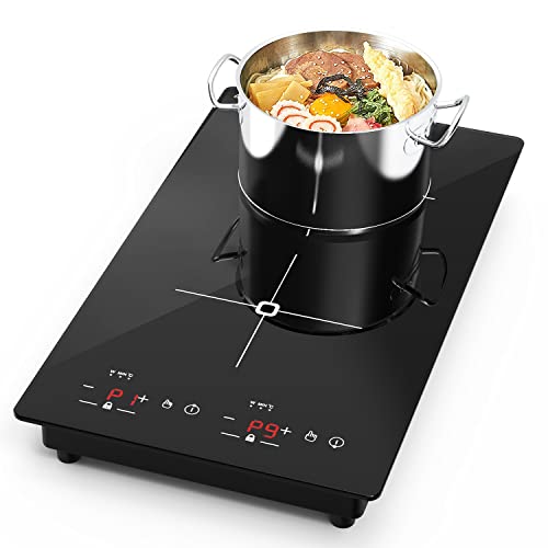 VBGK Induction Cooktop, Induction Stove Top with Large LCD Sensor Touch, Induction Hot Plate with 9 Temperature Levels, Child Safety Lock & Timer