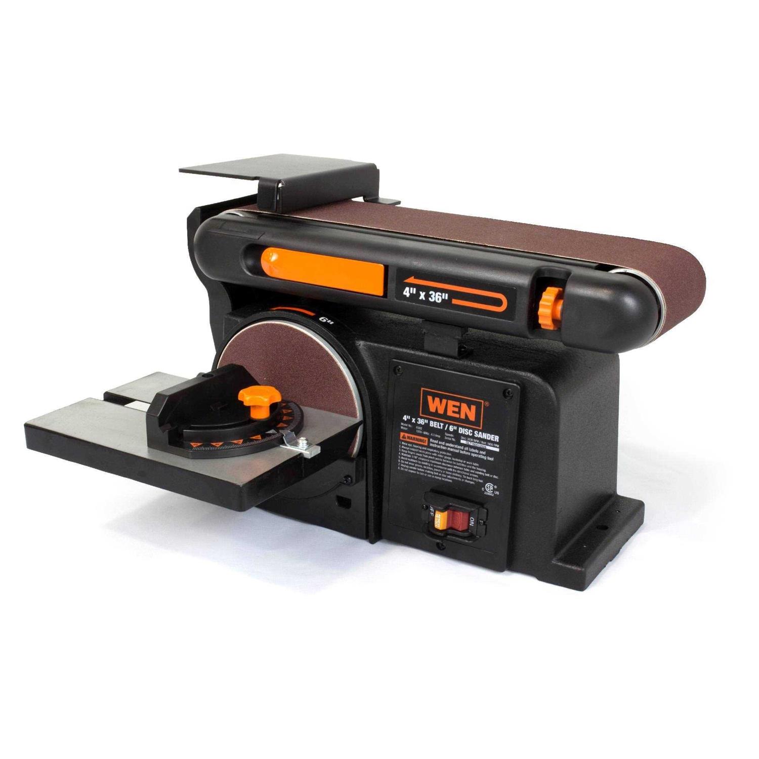 WEN 4.3-Amp 4 x 36 in. Belt and 6 in. Disc Sander with Cast Iron Base - Shop Hardware Tools Online Store