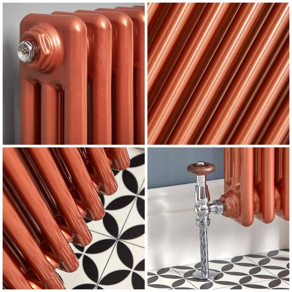 Hudson Reed Regent - Cast Iron Hot Water Radiator - Choice of Sizes - Horizontal European Design - Copper
