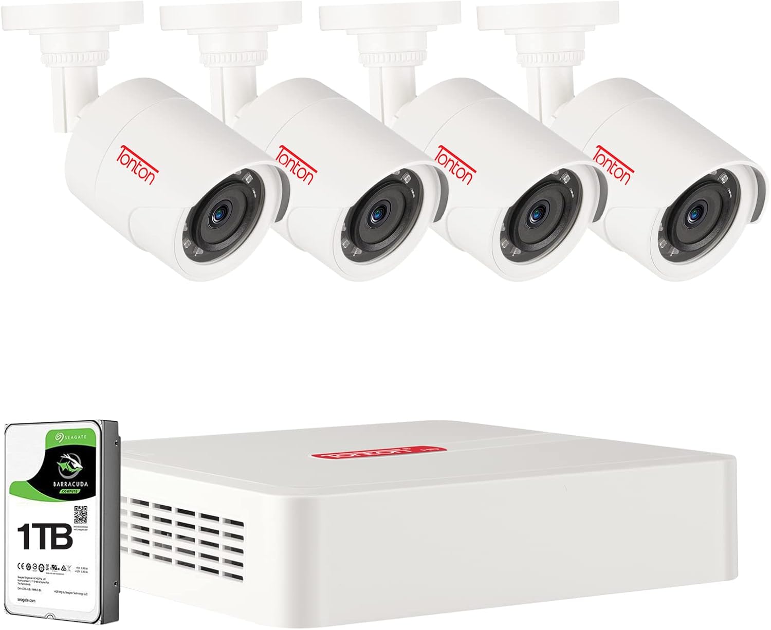 Tonton 5MP Lite 8 Channel Security Camera System,8CH H.265+ Hybrid DVR with 2TB HDD and 8PCS 2.0MP Weatherproof CCTV Bullet Cameras,Easy Remote Viewing,Motion Detection,Powered by Hikvision