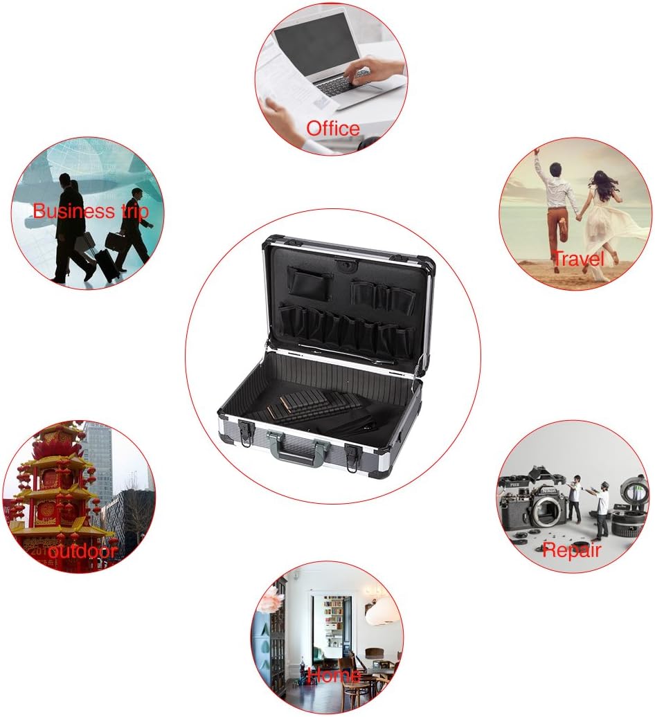 Aluminum Hard Tool Case Can Storage All Your Tools in One Toolbox , 17.7''Length,13''Width , 5.9'' Height450K+Tool Packets