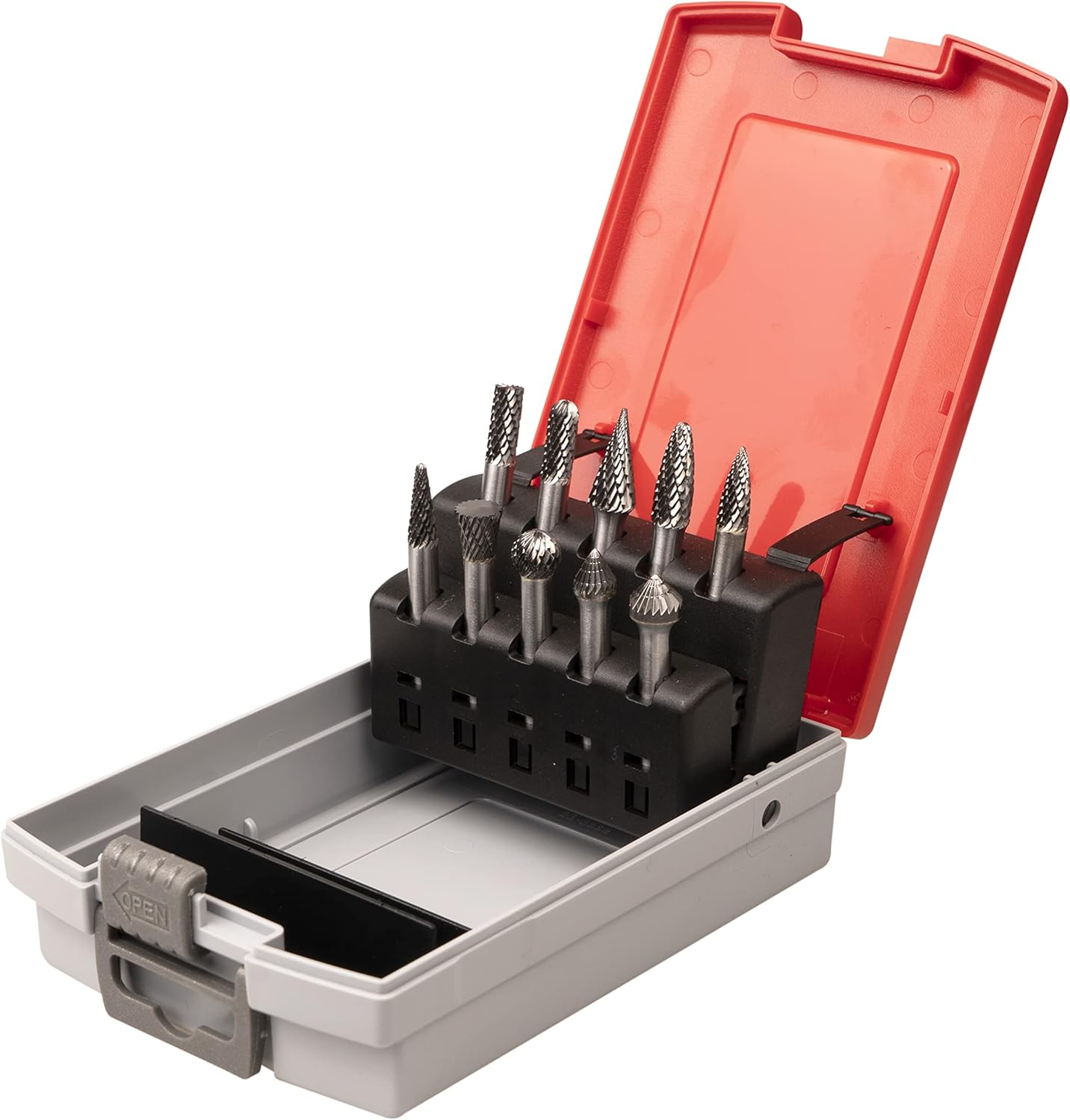Carbide Cutting Rotary Burrs Set 10PCS, 1/4 Shank Double Cut Die Grinder Bit Tungsten Steel Solid Tool for DIY Wood Stone Carving Working Metal Glass Grinding Engraving Polishing Shaping Drilling Pack of 2