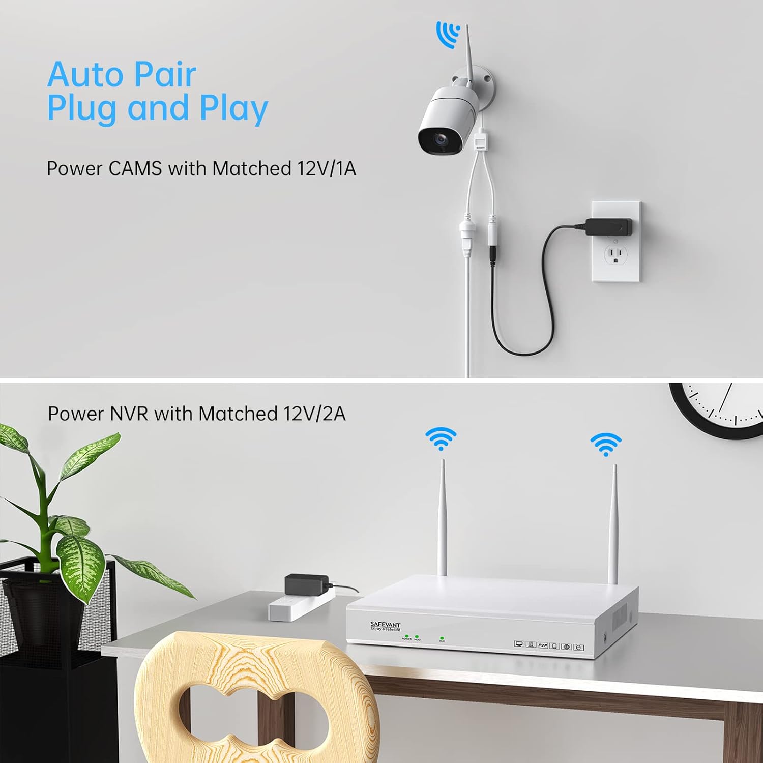 [2 Way Audio,2K] Wireless Security Camera System,SAFEVANT 8 Channel Wireless NVR System with 8pcs 1080P HD Security Cameras and 3TB Hard Drive,Home Camera System Wireless for Outdoor Indoor