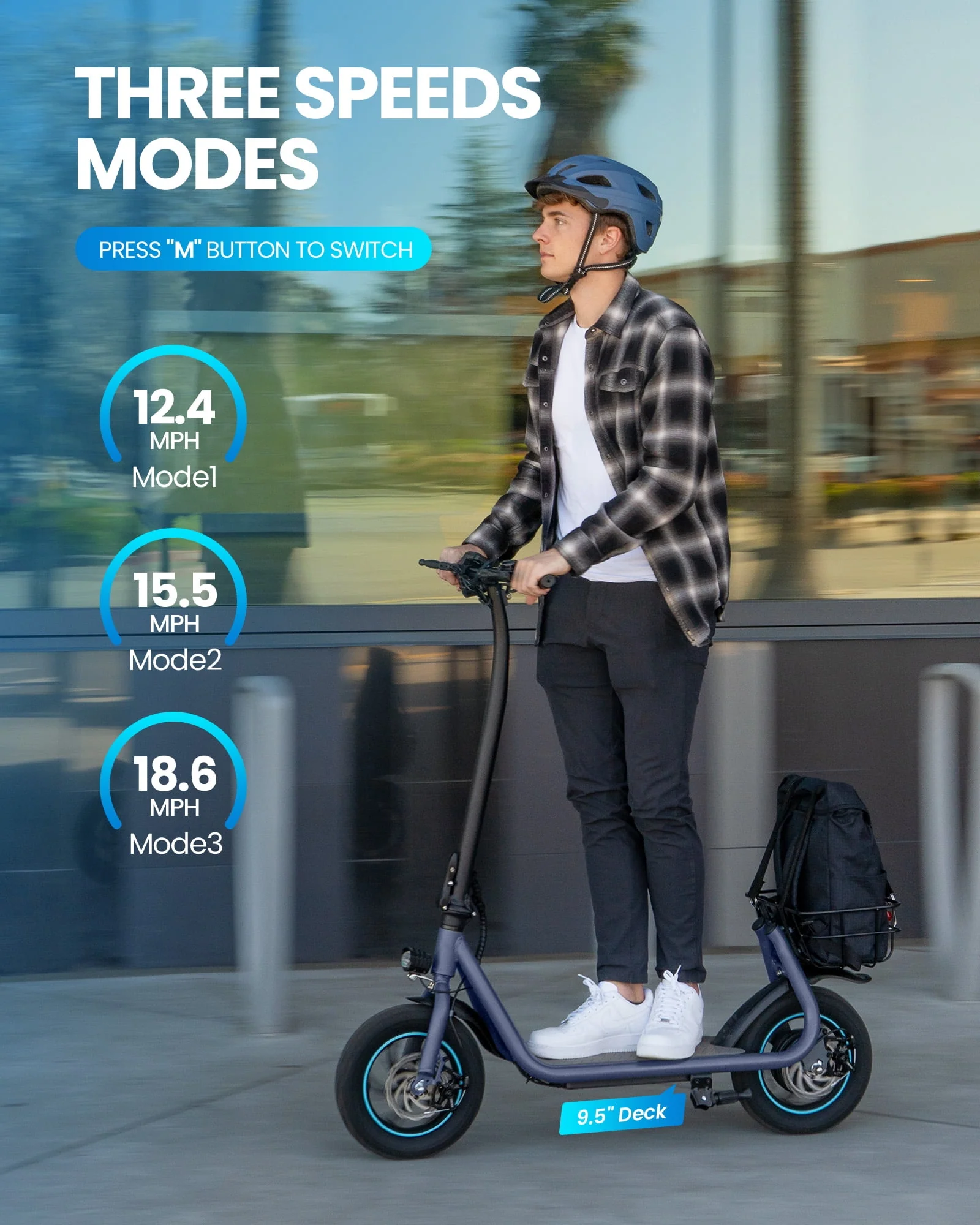 Kistp 550W Electric Scooter for Adults, 12 inch Commuter Electric Scooter with Basket and Wide Deck - up to 20 Miles 18.6MPH-Blue