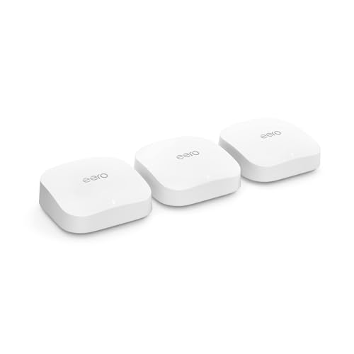 Amazon eero Pro 6E mesh wifi system - Supports internet plans up to 2.5 Gbps, Coverage up to 4,000 sq. ft., Connect 100+ devices, 2-pack