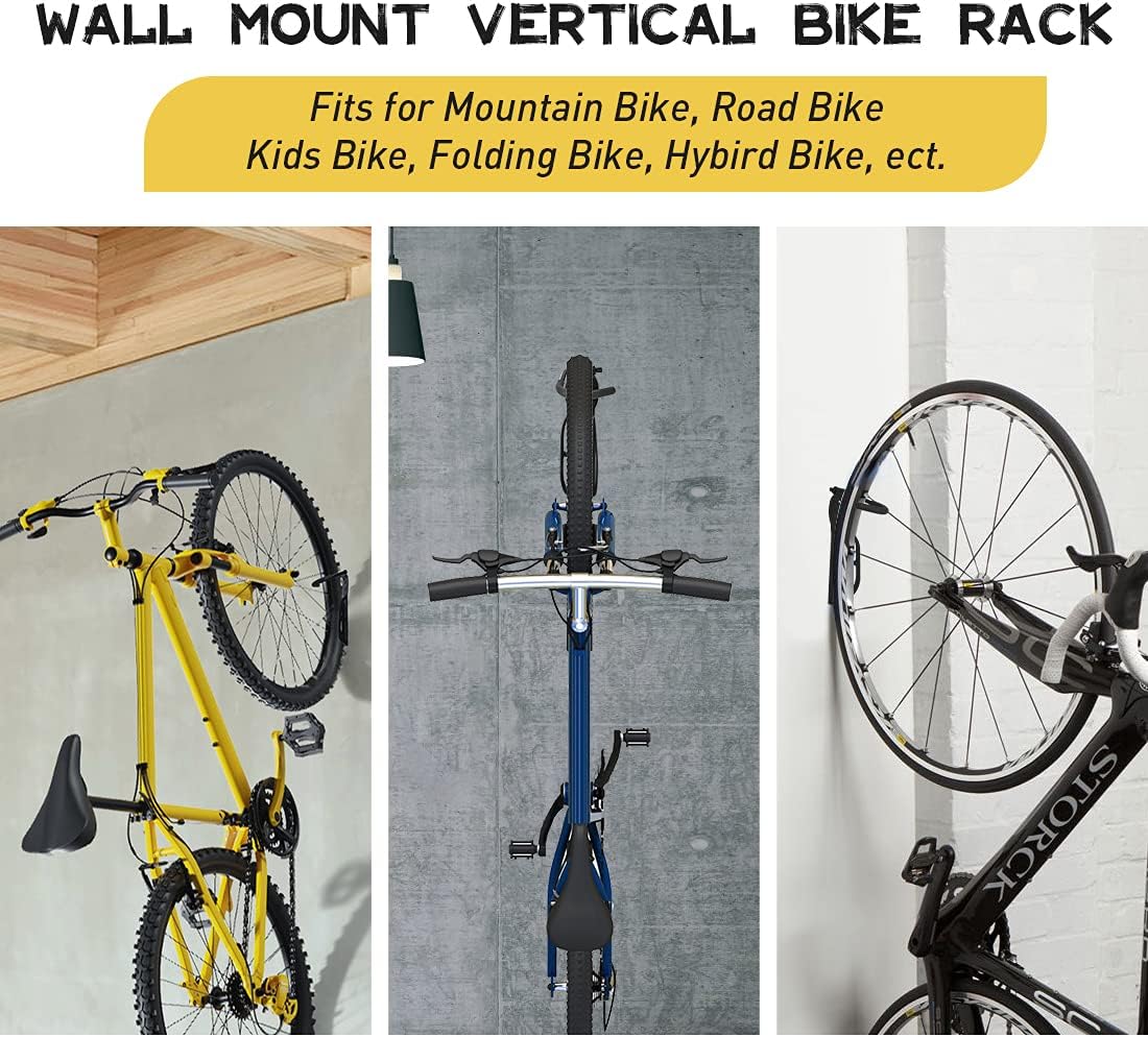 OXFIELD 4 Pack Bike Rack Garage Wall Mount Bike Storage Rack Bicycle Hangers Garage Bike Hooks, Vertical Storage Hanger Wall Mount for Garage and Home Space Saving