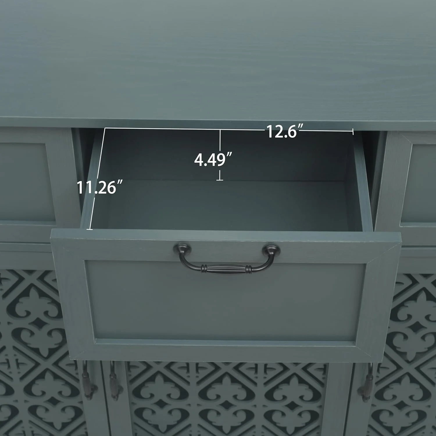 Sideboard Buffet Cabiet, Solid Wood Storage Cabiet With 3 Doors Ad 3 Drawers For Livig Room, Bedroom, Hallway, Etryway, Study, Dark Gree
