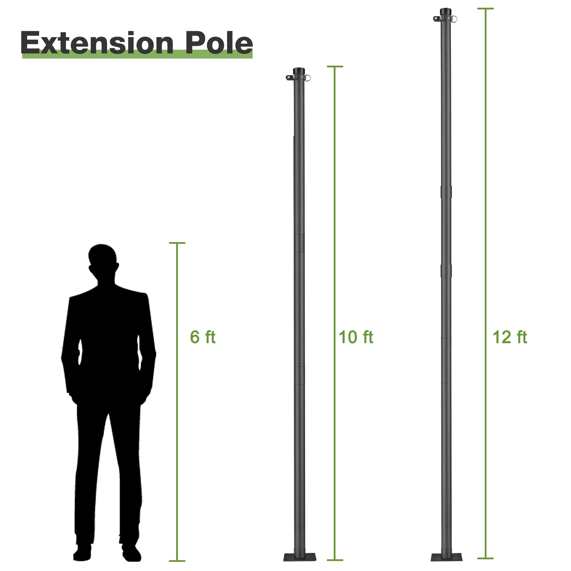 Yescom 10Ft Shade Sail Pole Post Canopy Awning Deck Patio Backyard with Pole Bracket Clamp Powder Patio Outdoor Black