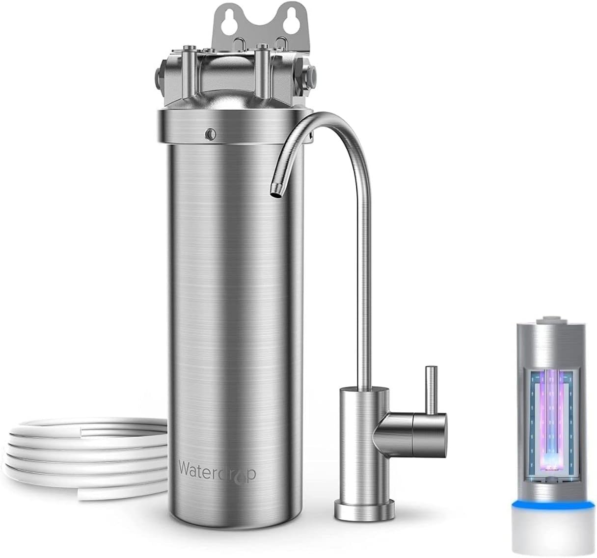 Waterdrop BS08 Under Sink Water Filter and Waterdrop LED UV͎ Ultrąviolët Water Sterilizër Filter for Kitchen