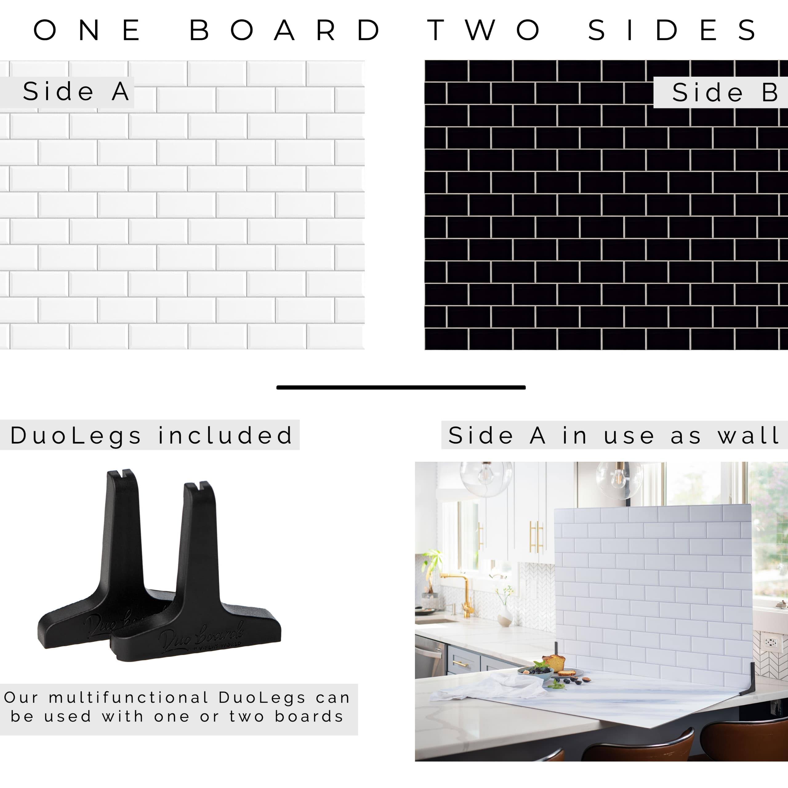 V-FLAT World Duo Board - 30x40x22 Double Sided Surface Board, White Subway Tile/Ebony Subway Tile
