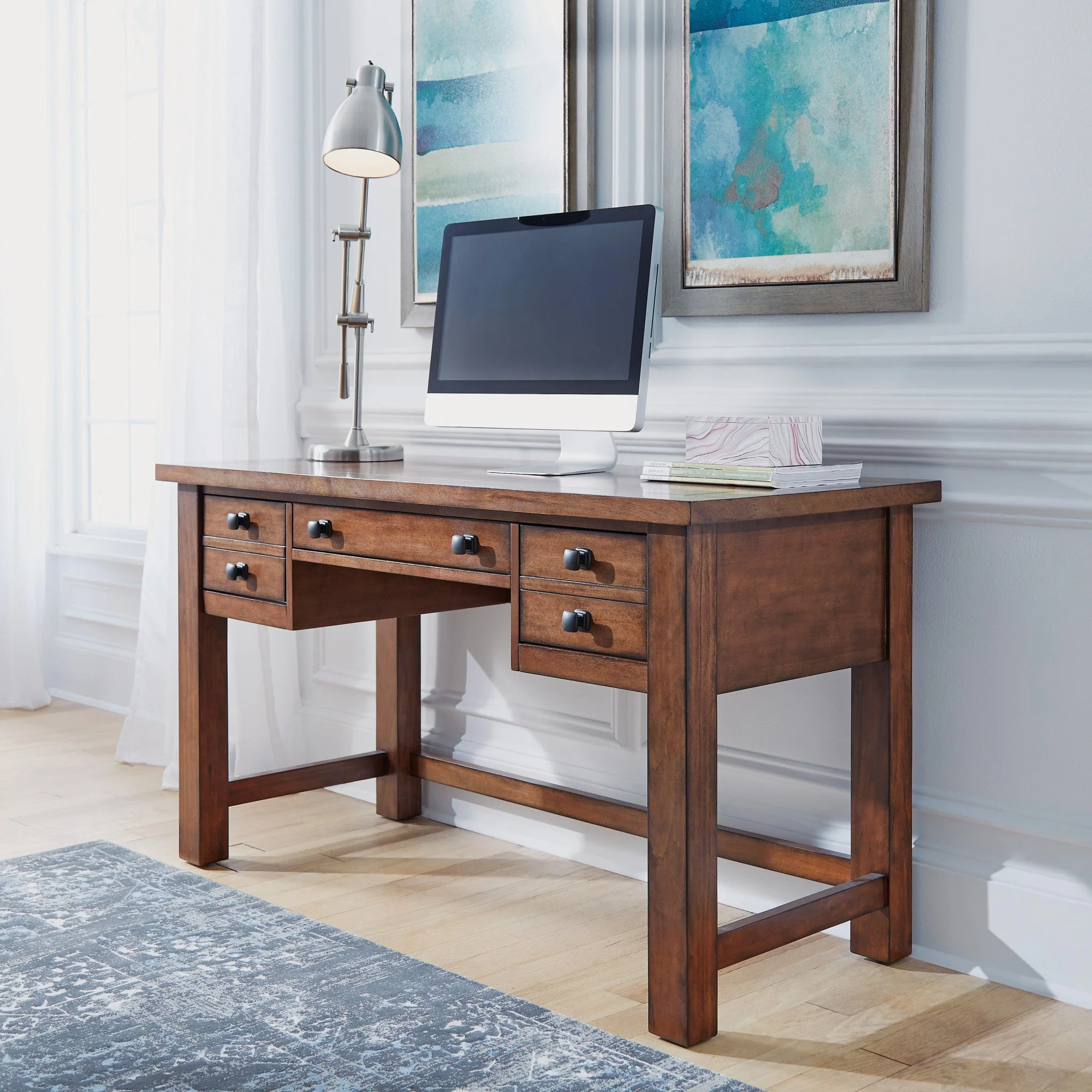 Homestyles Tahoe Wood Writing Desk in Brown