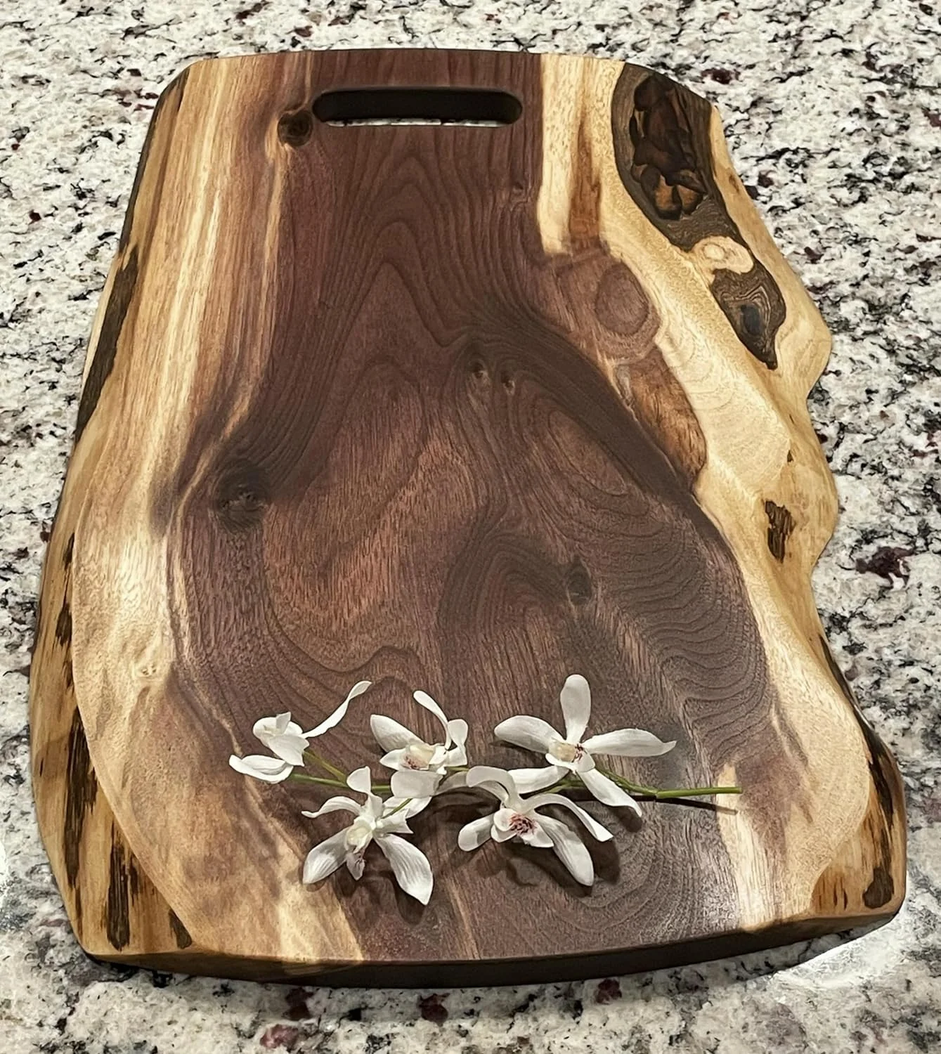 RUNFAYBIU Black Walnut Gorgeous  Unique   Double Live-Edge Wood Charcuterie/Appetizer/Dessert/Grazing/Cheese/Cutting Board 20" x 12.5".