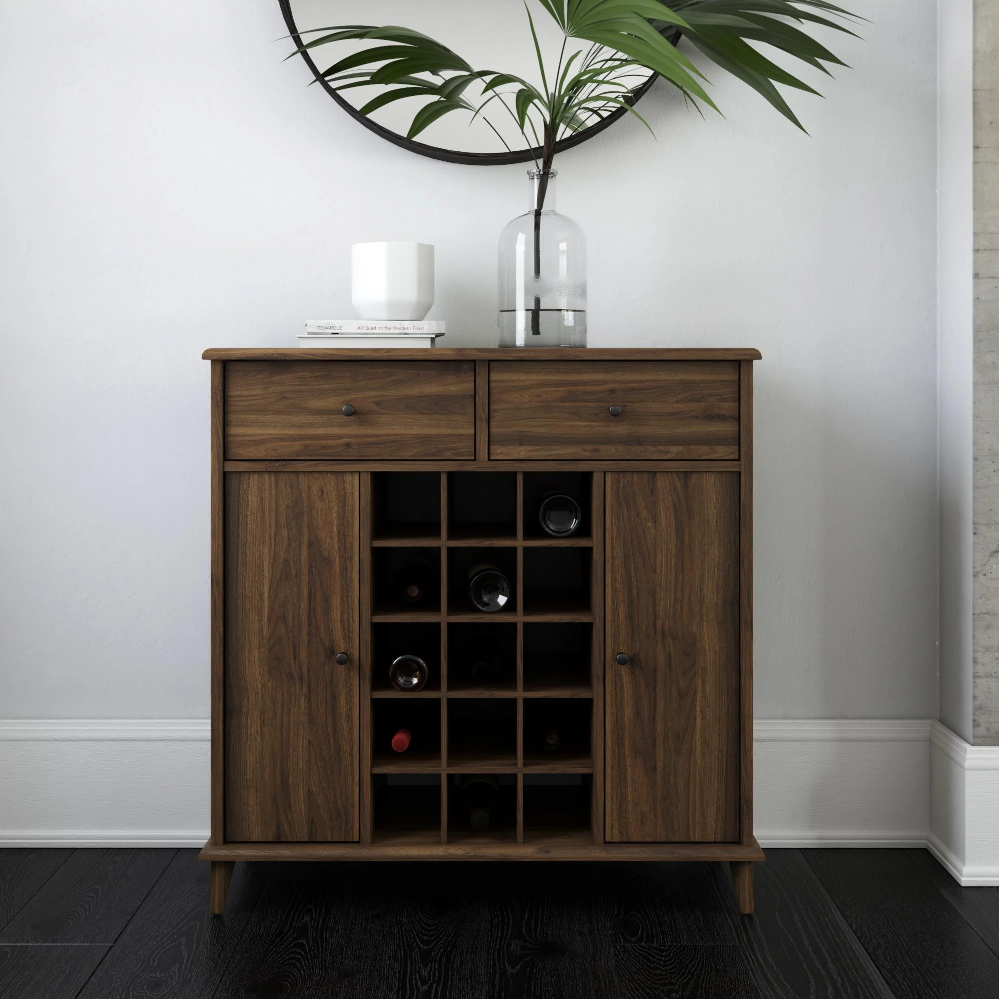 Ameriwood Home Farnsworth Bar Cabinet, Walnut - Curated Treasures Market