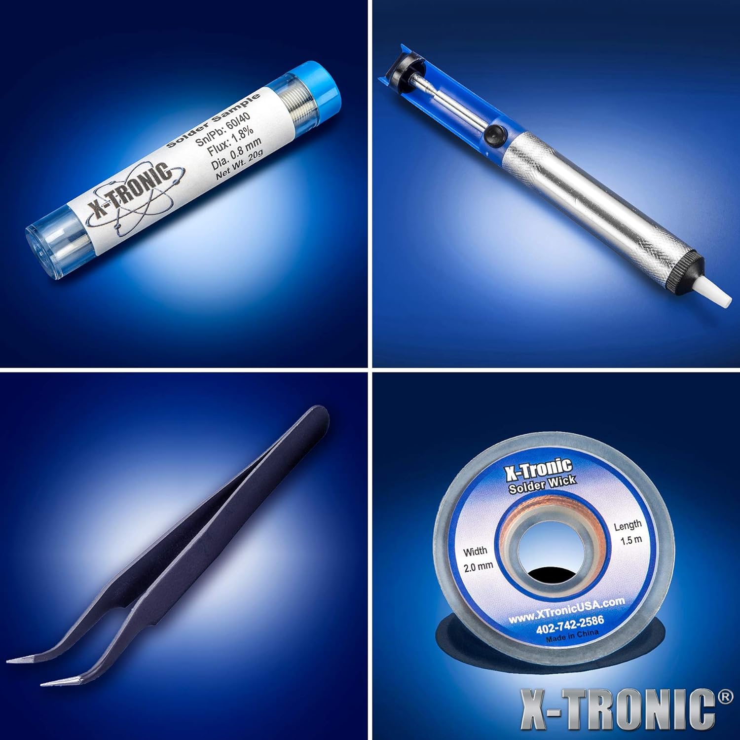 X-Tronic 7040-PRO-X • 775 Watt • Small Footprint Hot Air Rework & Soldering Iron Station • Digital Temp Controls, C/F Conversion, Calibration Func, 0-30 Min Sleep, Auto Cool Down, Mute/Unmute Sound