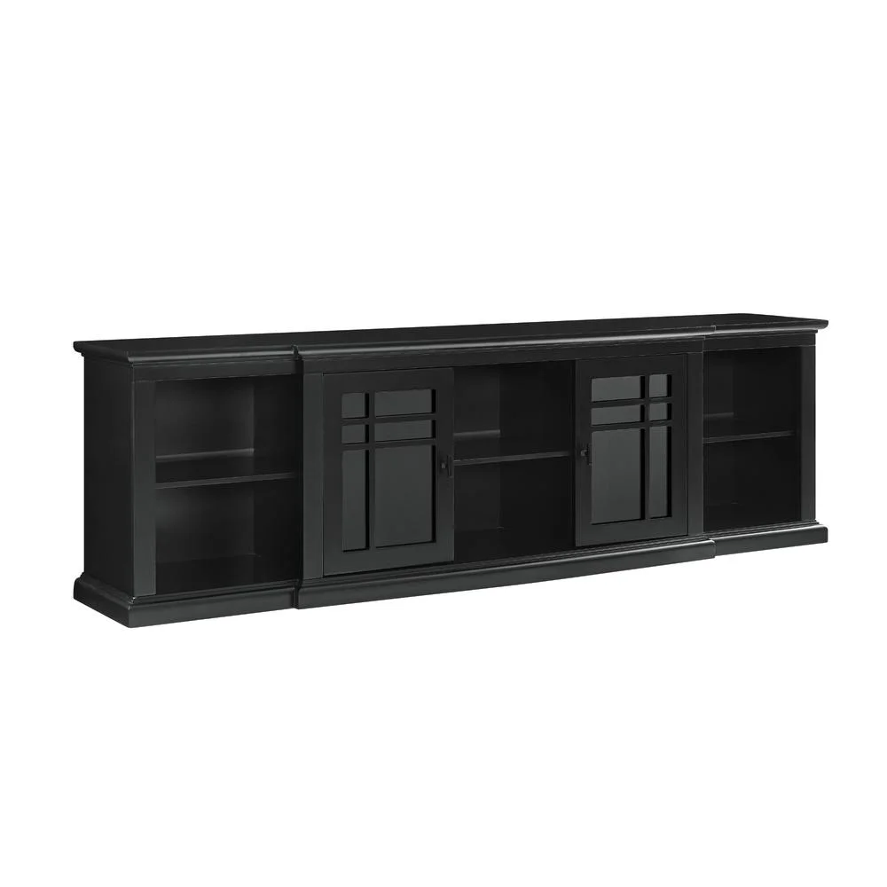 80" 2 Door Transitional Wood Breakfront Console - Black