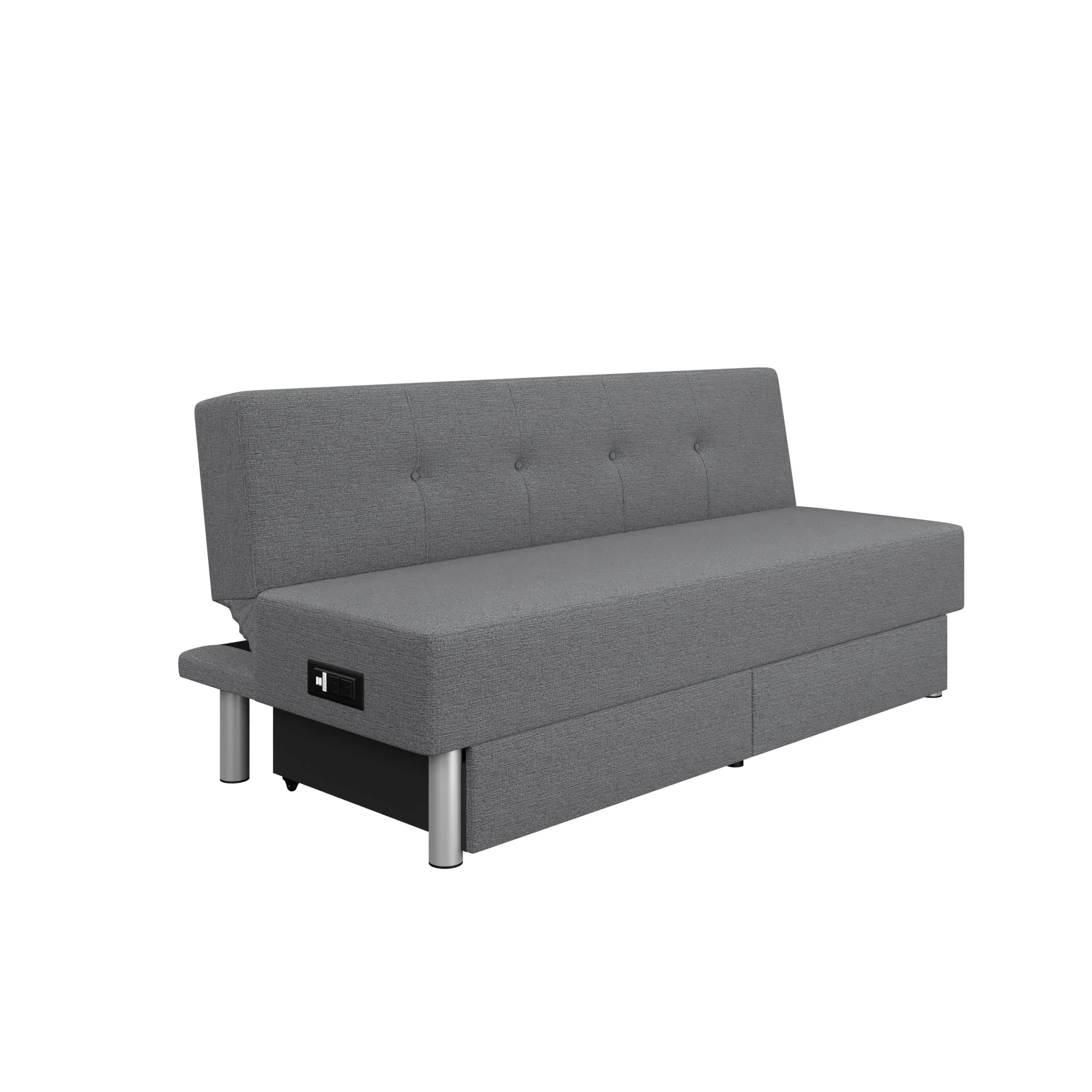 Serta Windsor Futon with Storage and Power, Gray Fabric