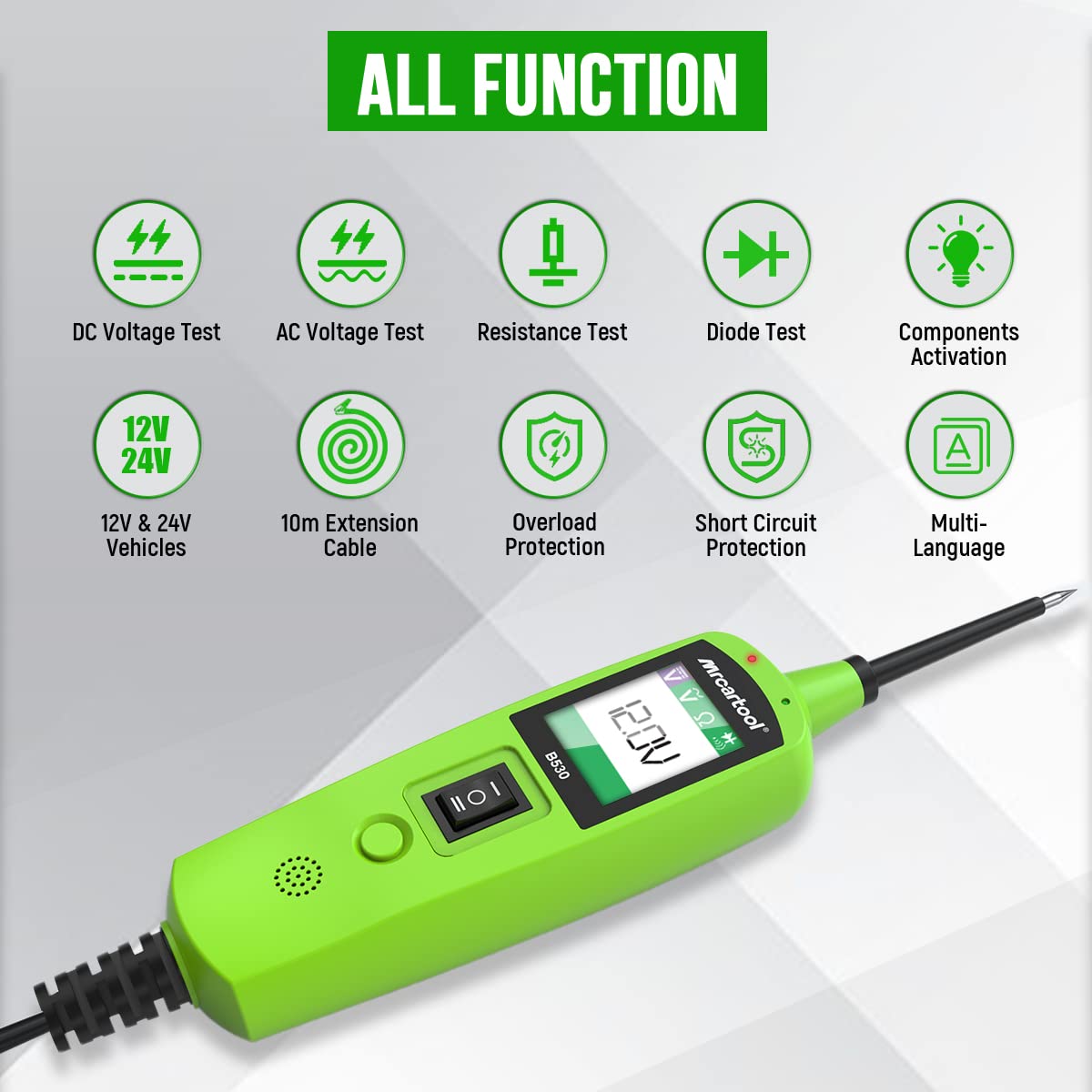 AUTOAND Automotive Power Probe Circuit Tester Kit with LED Display Car Electrical System Diagnostic Tool for 12V/24V Vehicles Pack of 2