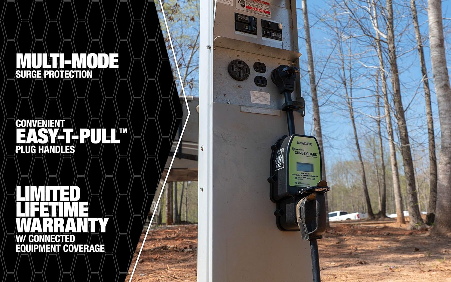 Southwire 34930 Surge Guard 30A - Full Protection Portable with LCD Display Black