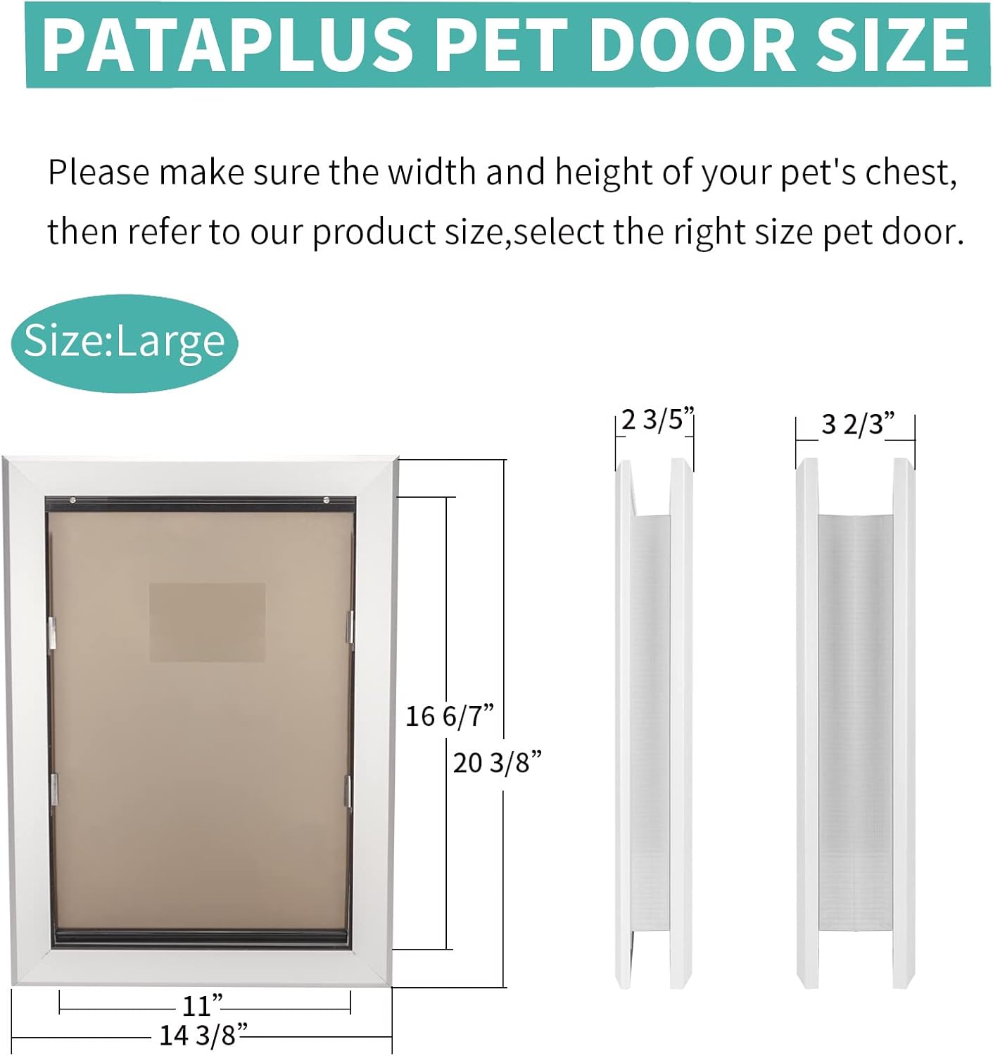 PATAPLUS Large Pet Door Aluminum Dog Door Cat Door,Large Dog Door with Slide-in Lock Panel and Magnetic Flaps,Durable Aluminum Frame, Energy Efficient ,Easy to Install, Heavy Duty(Large)