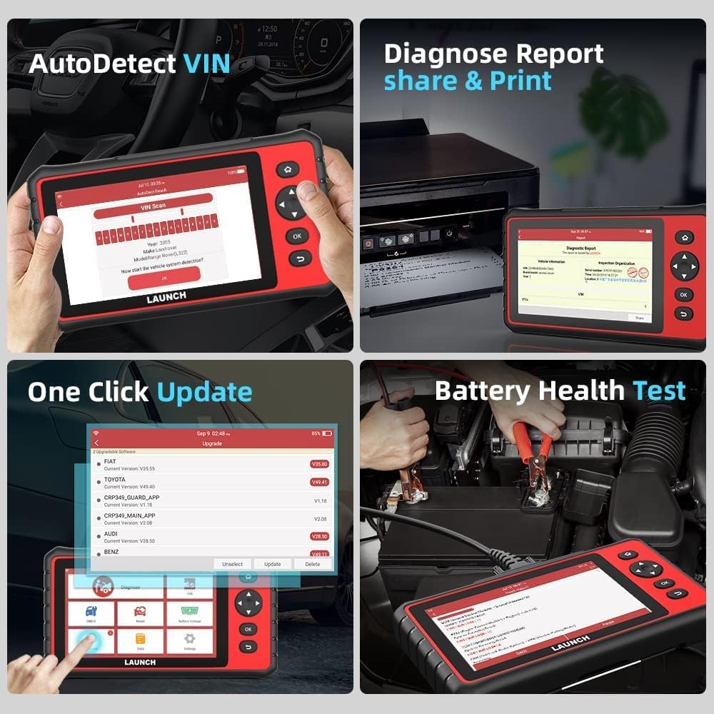 LAUNCH Scan Tool CRP909C OBD2 Scanner, All System Car Diagnostic Scanner, OE-Level OBD2 Code Reader with 26 Reset, IMMO/Auto Bleed/SRS/TPMS/Injector Coding Scanner, Upgraded of CRP123/129, Free Update
