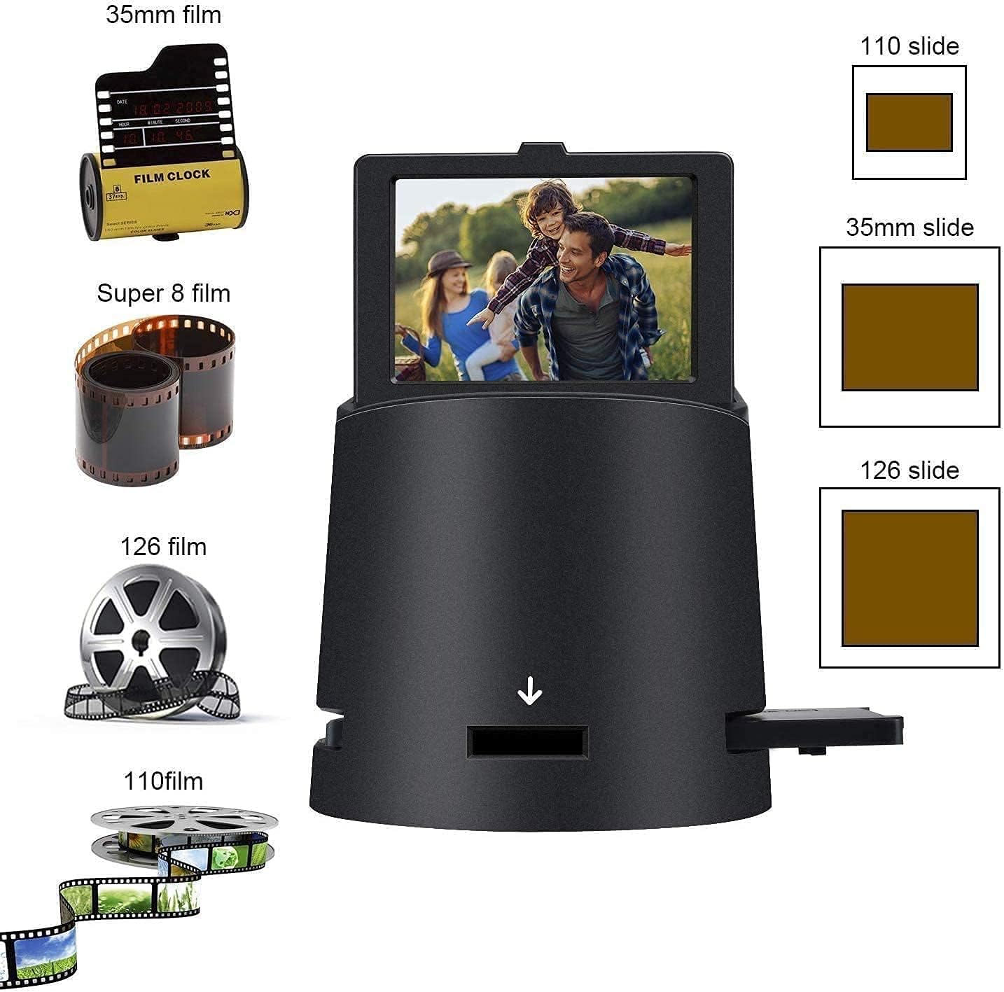DIGITNOW Digital Film & Slide Scanner, Tilt-Up 3.5 Large LCD, Converts 35mm, 126, 110, Super 8 Films, Slides, Negatives to High-Resolution 22MP JPEG Photos, MAC and PC Compatible
