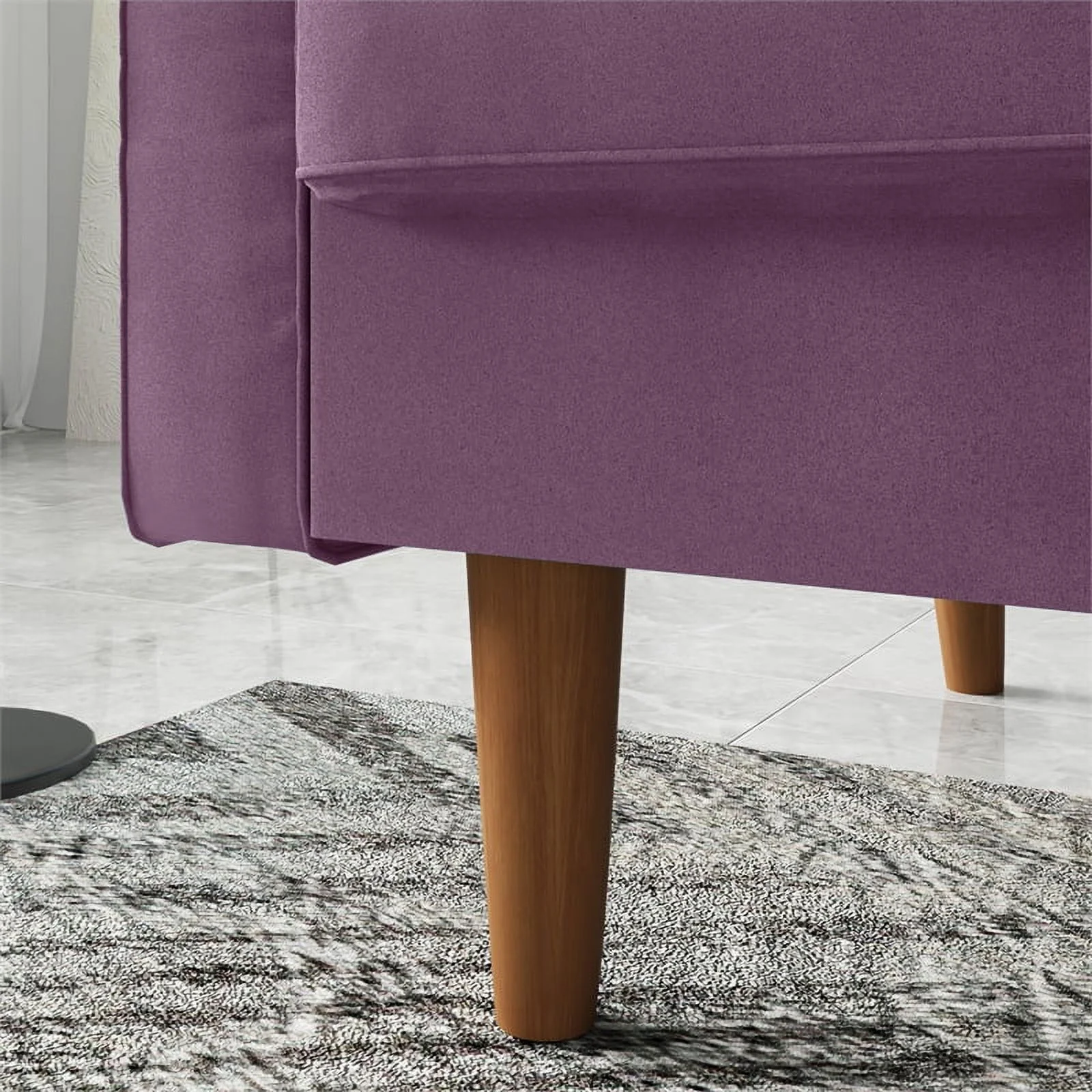 Pemberly Row Contemporary 70" Upholstered Velvet Sofa in Purple