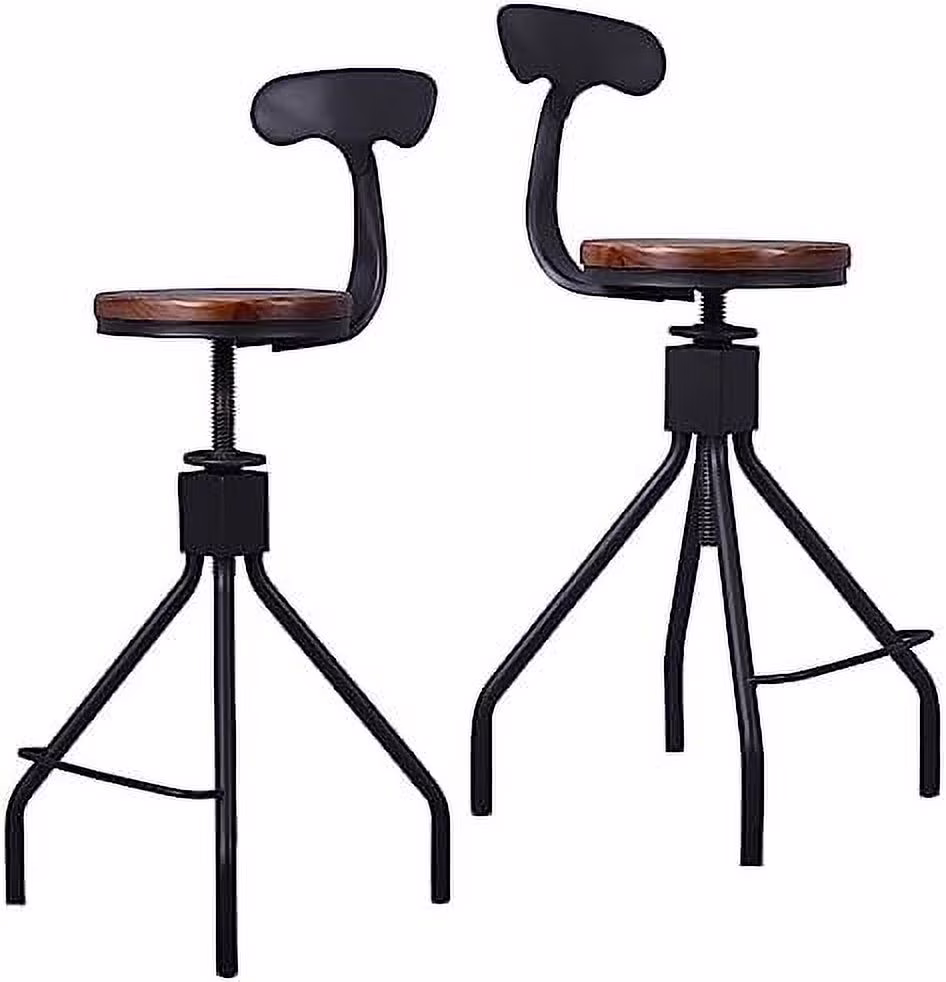 SPBOOMlife Industrial  Stools Swivle  Counter Height Adjustable 26-30inch Kitchen Island Dining Stool Cafe Chair with Backrest