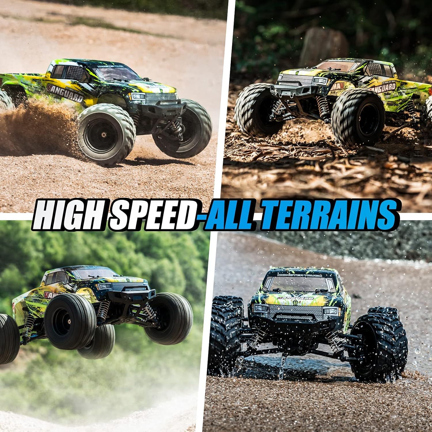 YONCHER YC300 RC Cars, 1:12 Large RC Cars for Adults, Remote Control Truck 45+Km/h High Speed All Terrains, 4WD Hobby 4X4 Waterproof Off Road RC Truck, RC Crawler with 2 Battery for Boys