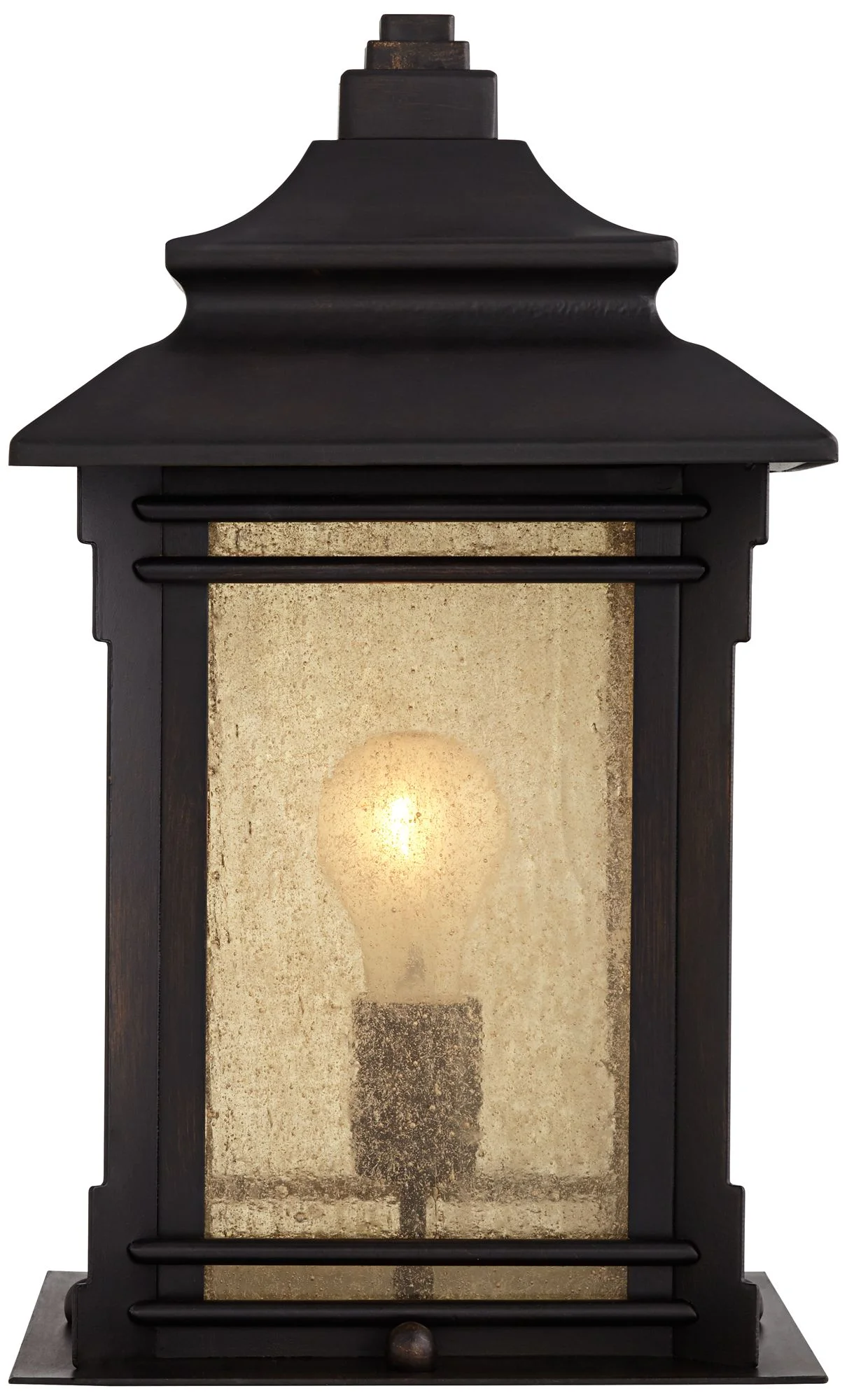 Franklin Iron Works Hickory Point Rustic Farmhouse Outdoor Pier Mount Light Walnut Bronze 16 1/2" Frosted Cream Glass for Exterior Barn Deck House