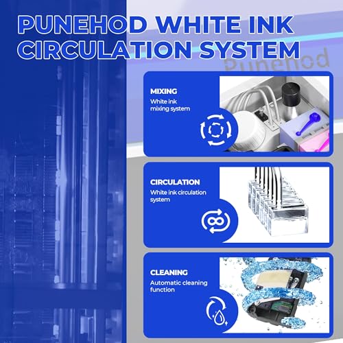 PUNEHOD DTF Printer A4 L800, DTF Transfer Printing Machine with White Ink Circulatory for DIY Print Dark and Light Fabrics Direct to Film Printer (with Oven)