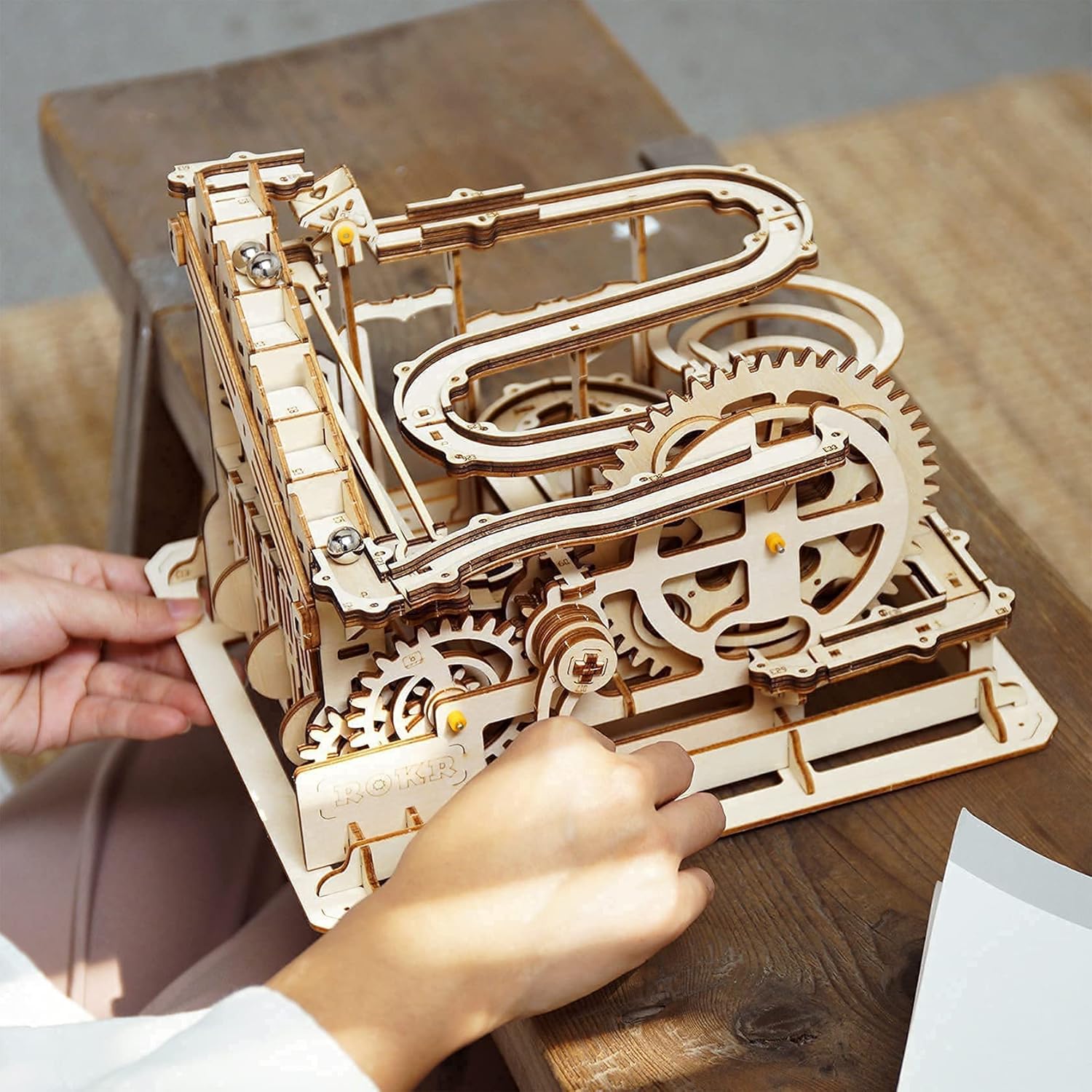 ROKR 3D Wooden Puzzles Mechanical Models - DIY Wooden Marble Run Kit &Treasure Box Gifts for Adults &Teens Pack of 2