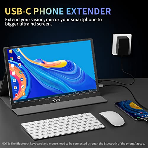 4K Portable Monitor - KYY 15.6'' 3840x2160 UHD USB-C Monitor, 100% Adobe RGB, 400cd/㎡, IPS Computer Gaming Display HDR Travel Monitor w/Speakers & Smart Cover for Laptop Xbox PS5 Switch PC Phone