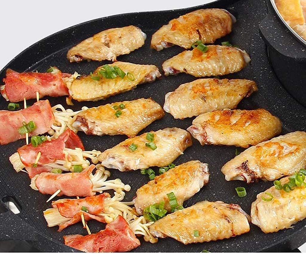 Barbecue Grill All-in-one Cookware Pan Electric BBQ,Multi-Function Grill Cookers Non-Stick Hot Pot Appliance, Korean Style Electric Grill Griddle Home Electricity Oven Electric Grill Barbecue 110-240