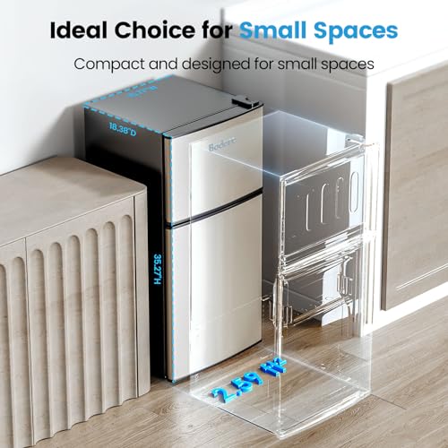 Bodare Retro Mini Fridge with Freezer: 3.2 Cu.Ft Mini Refrigerator with 2 Doors - Small Refrigerator Compact Refrigerator - Small Fridge for Bedroom Dorm