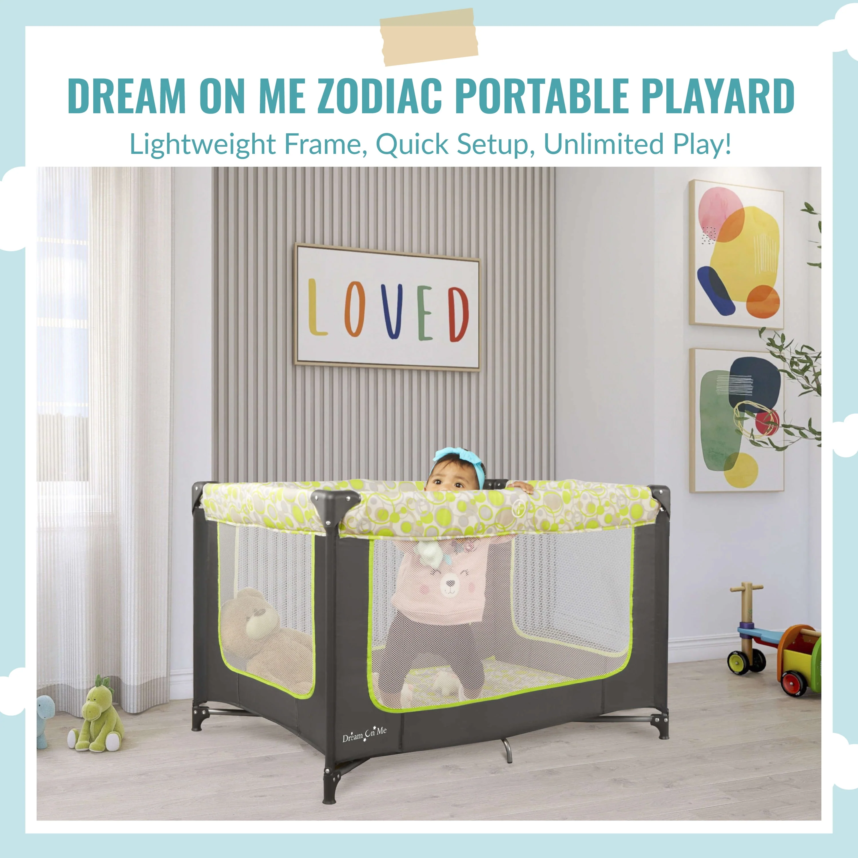 Dream On Me Zodiak Portable Playard with Carry Bag & Shoulder Strap, Navy