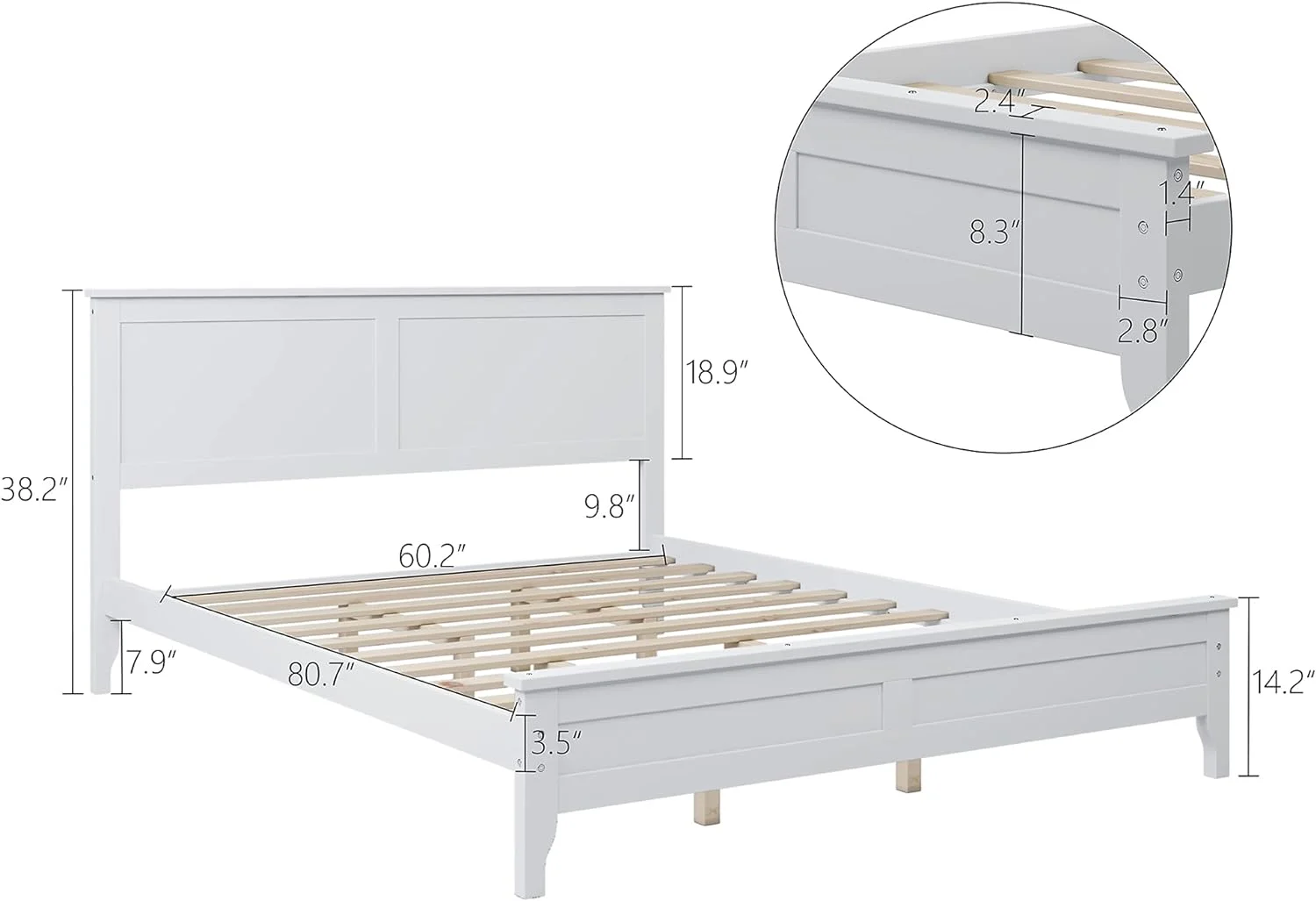 Bedroom Sets, 5 Pieces Bedroom Sets With Queen Size Bed, 2 Nightstand End Table, Dresser And Chest, Wood Bedroom Furniture Set (White_Queen, 5 Piece)