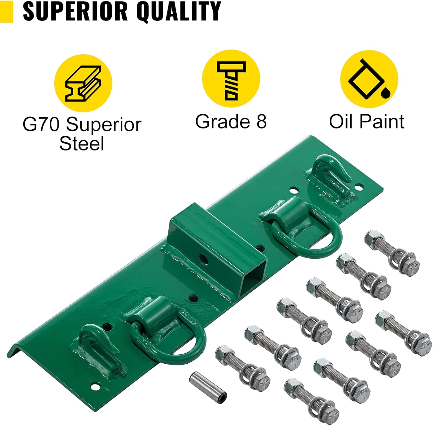 VEVOR Tractor Bolt on Hooks, 1/4" Compact Bolt on Grab Hooks, Max 4700LBS G70 Forged Bolt on Hooks for Tractor Bucket with 1/2" Shackles, Work Well for Tractor Bucket, RV, UTV, Truck Hardware Includ