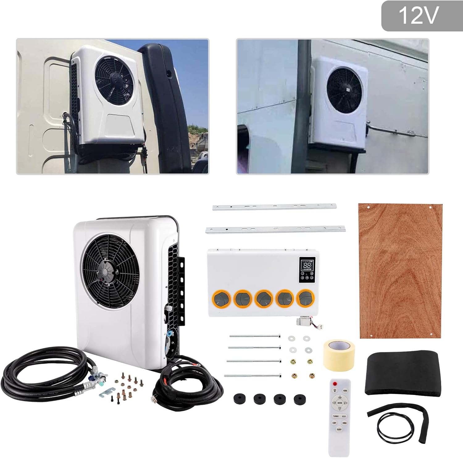 12V 6800 BTU Truck Cab Air Conditioner Split AC Fits Semi Truck Bus RV Caravan, 2V RV Air Conditioner System Split Universal Mini Split A/C System Unit 6800BTU Fits Auto Mini Bus Trucks