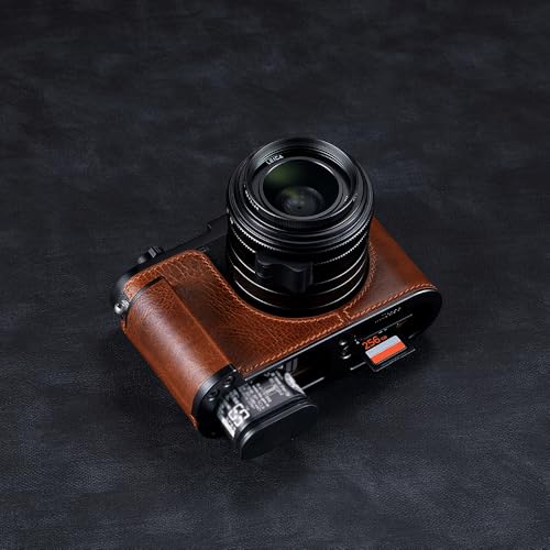 Camera Half Case for Leica Q3,SIUTATDSH Vintage Metal Genuine Leather Camera Protective Cases Stylish Portable Shockproof (BlackC)